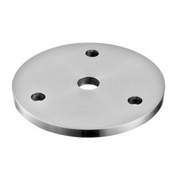 Příruba, se 3 otvory, plochá, O70 mm x 5 mm, pro tyč O10 mm, nerez. ocel 304, kartáčovaná